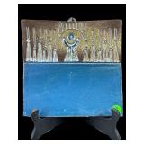 U-TURN CALIFORNIA MCM SQUARE POTTERY FOOTED PLATE