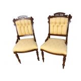 2 WALNUT VICTORIAN TUFTED BACK CHAIRS