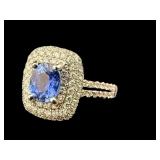 18K WHITE GOLD NATURAL BLUE SAPPHIRE & DIAMOND
