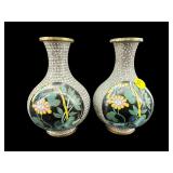 2 CLOISONNE FLORAL VASES