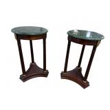 2 NEOCLASSICAL MARBLE TOP CHERRY TABLES