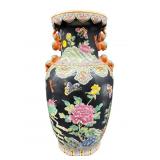 LARGE ORIENTAL FLORAL DECORATED URN VASE