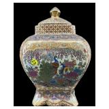 LARGE SATSUMA STYLE PEACOCK MOTIF GINGER JAR
