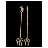 LOT OF 2 ORNATE ENGLISH BRASS ROASTING FORKS