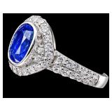 PLATINUM NATURAL BLUE SAPPHIRE & DIAMOND RING