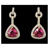 PR OF 14K NATURAL RHODOLITE GARNET & DIAMOND
