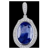 PLATINUM SRI LANKA SAPPHIRE & DIAMOND PENDANT