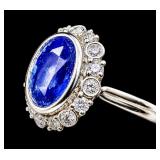 PLATINUM NATURAL BLUE SAPPHIRE & DIAMOND RING