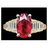 18K NATURAL RUBY & DIAMOND RING