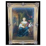 LARGE FRENCH PORTRAIT PAINTING ON CANVAS