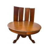 RARE WALNUT 5 FT HEAVY CLAWFOOT ROUND TABLE