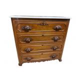 WALNUT VICTORIAN MARBLE TOP CHEST