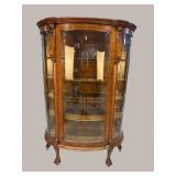 LIONS HEAD OAK BOW GLASS CHINA CLOSET