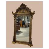 MONUMENTAL ORNATE CHERUB BEVELED MIRROR