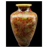 AMBER AND FLORAL COLOR CLOISONNE BUD VASE
