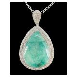 925 STERLING SILVER MONUMENTAL DYED GREEN BERYL &