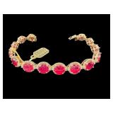 STERLING RUBY AND DIAMOND BRACELET