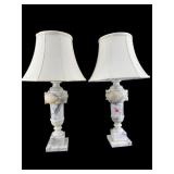 2 LARGE ANTIQUE ITALY MARBLE TABLE LAMPS WITH