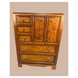 ORIENTAL DECORATED CHERRY TALL CHEST