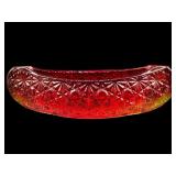 AMBERINA CADMIUM DAISY & BUTTON CANOE DISH