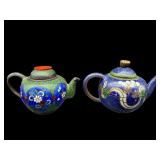LOT OF 2 MINIATURE CLOISONNE TEAPOTS