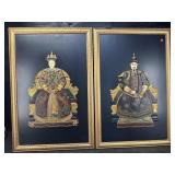 2 LARGE ORIENTAL EMPEROR & EMPRESS WALL PLAQUES