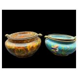 2 PC LOT ANTIQUE CLOISONNE FLIPTOP ASHTRAYS