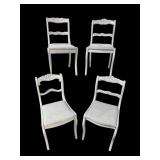 4 PAINT DECORATED ROSE CARVED CHAIRS