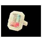 PLATINUM NATURAL BI-COLOR WATERMELON TOURMALINE &