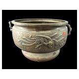 LARGE BRONZE ORIENTAL PLANTER ON STAND