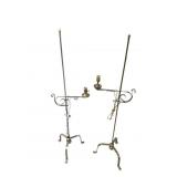 LOT OF 2 BRASS AND IRON FLOOR LAMPS
