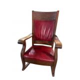 OAK AND LEATHER ROCKER