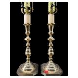 2 BEEHIVE BRASS CANDLESTICK LAMPS