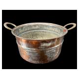LARGE COPPER WITH BRASS HANDLES POT