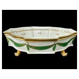 ANTIQUE FRENCH HAND PAINTED PORCELAIN FOOTED