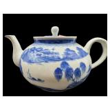 ANTIQUE JAPANESE BLUE AND WHITE PORCELAIN TEAPOT