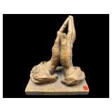 LARGE CHALKWARE PRAYING HAND STATUES