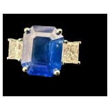 18K NATURAL BLUE SAPPHIRE & DIAMOND RING