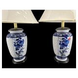 2 LARGE RETICULATED BLUE AND WHITE PORCELAIN
