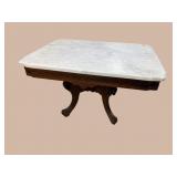 WALNUT VICTORIAN MARBLE TOP COFFEE TABLE