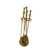 RETICULATED SOLID BRASS FIREPLACE TOOL SET