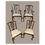 4 MAITLAND SMITH SOLID MAHOGANY CHIPPENDALE CHAIRS