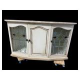 HENREDON LEADED GLASS MARBLE TOP BUFFET