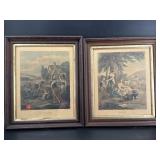 PR OF AUGUST & JULY HAND COLORED ENGRAVINGS
