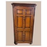 19TH CENT. OAK INLAID BLIND DOOR CORNER CABINET
