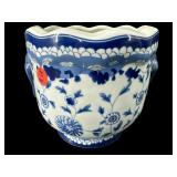 BLUE AND WHITE PORCELAIN FLORAL SMALL PLANTER