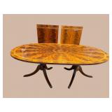 FEATHERED FLAMED MAHOGANY BANDED BANQUET TABLE