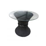 GLASS TOP ALL REEDED MCM TABLE
