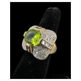 14K NATURAL PERIDOT & DIAMOND FASHION RING