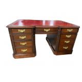 RARE FLAMED MAHOGANY DESK SHAPED COFFEE TABLE